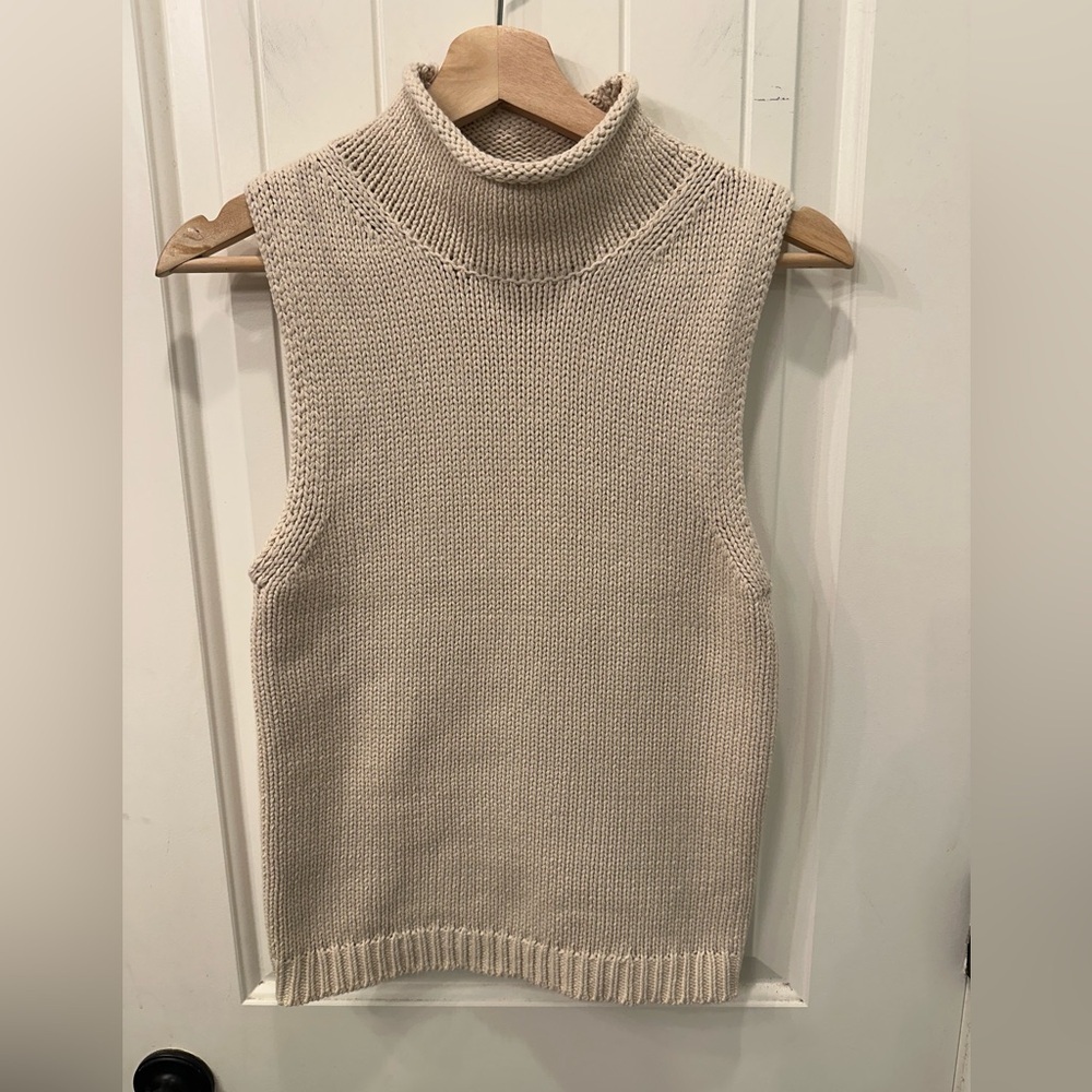 NWT MARLED Beige Sleeveless Turtleneck Knit Sweater XS